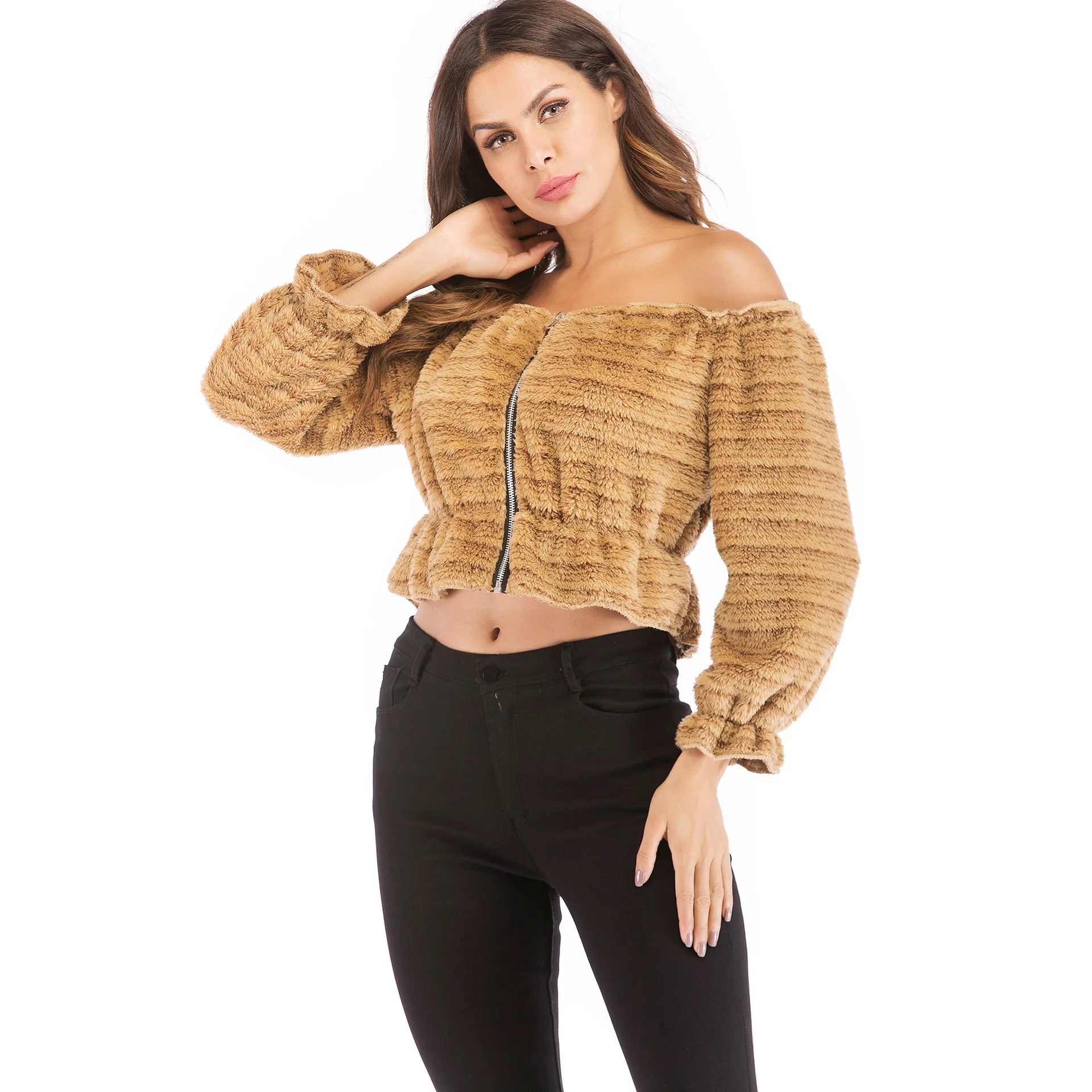 Взрывное плюшевое короткое пальто сезон осень зима меховая теплая короткая