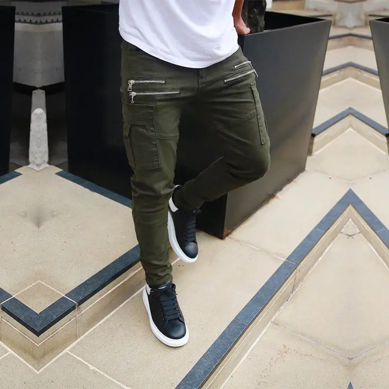 

Men Pants Hip Hop Harem Joggers Pants Nice Male Trousers Mens Joggers Solid Zipper Side Pocket Pleated Pants Sweatpants