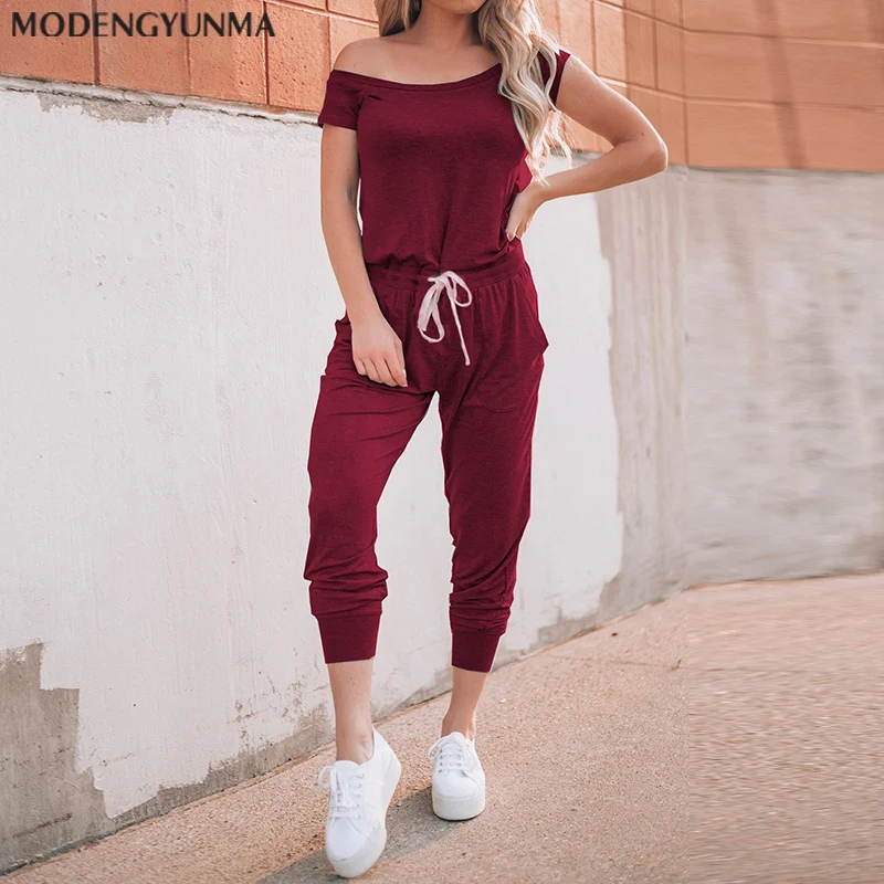 Женский очень удобный однотонный комбинезон Модные свободные брюки на завязках