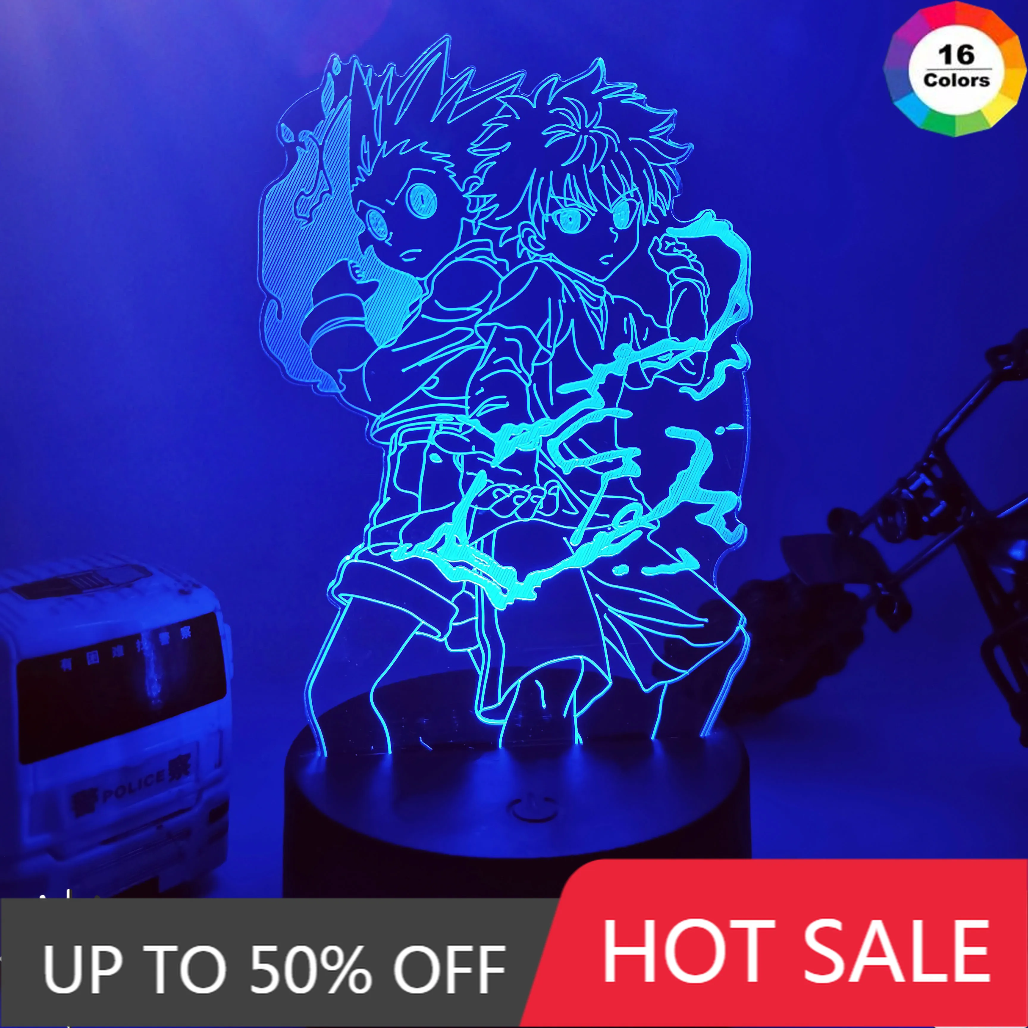 

Gon and Killua Figure 3d Night Light Anime Hunter X Hunter Nightlight for Kid Bedroom Decor Lighting Child Gift HxH Lamp Bedside