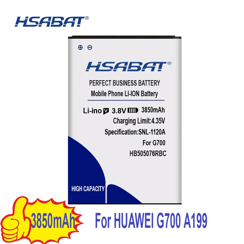 HSABAT 3850 мА/ч, HB505076RBC Батарея Применение для huawei A199 C8815 G606 G610 G700 G710 G716 G610S Y3 II Y3 2 Y3II Y3II-U22 LUA-U22