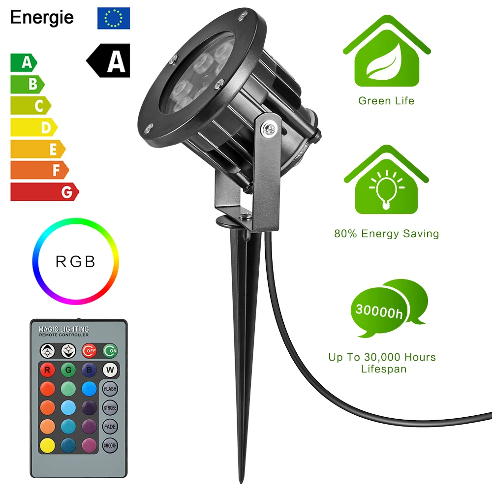OutdoorLED газонный светильник 12 Вт RGB газон садовый прожектор дворик для дорожки с