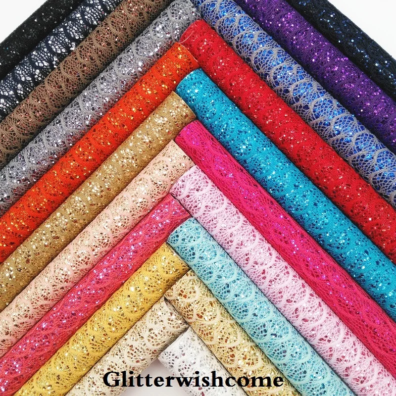 Glitterwishcome 21X29 см A4 размер кружева блестящая кожа, рыбка чешуя Русалки Fabirc кожа ткань винил для луков, GM020A