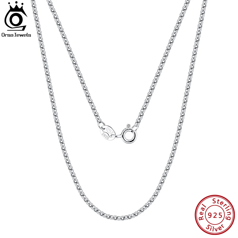 

ORSA JEWELS Italian Handmade 1.5mm Circle Rolo Link Chain Necklace 925 Sterling Silver Woman Neck Chain for Pendant Jewelry SC61