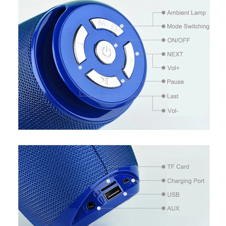 Светодиодный динамик TG портативный беспроводной с поддержкой TF-карты FM-радио AUX