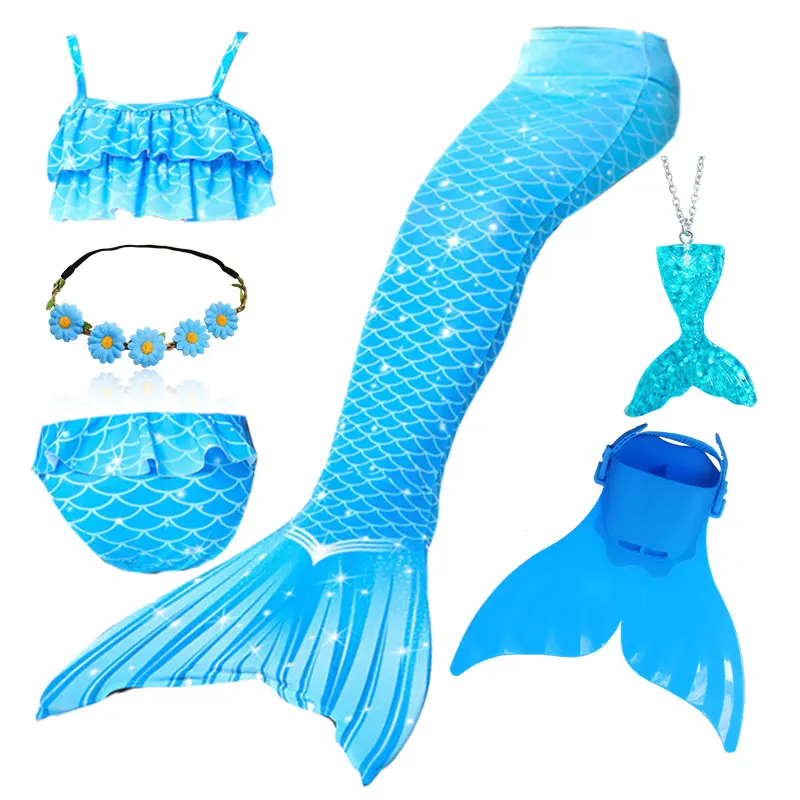 Детский костюм Русалочки для девочек купальный косплея хвост моноласт на