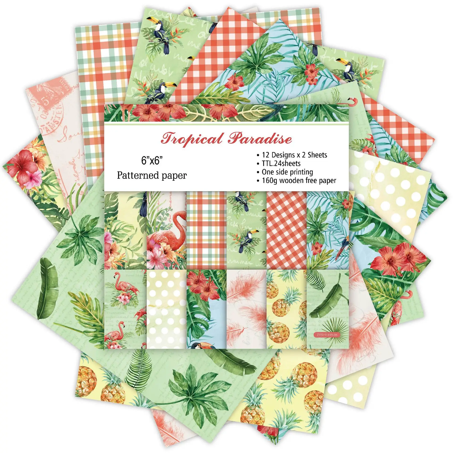 

24pcs Bird Of Paradise Theme Scrapbooking Packs Paper Origami Art Crafts Diy Photo Album Background Pads Paper Card Making