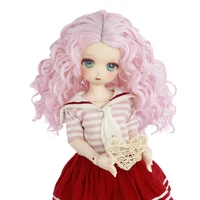 aidolla bjd sd doll wig pink middle length curly wig doll hair high temperature fiber doll accessories for 13 dolls