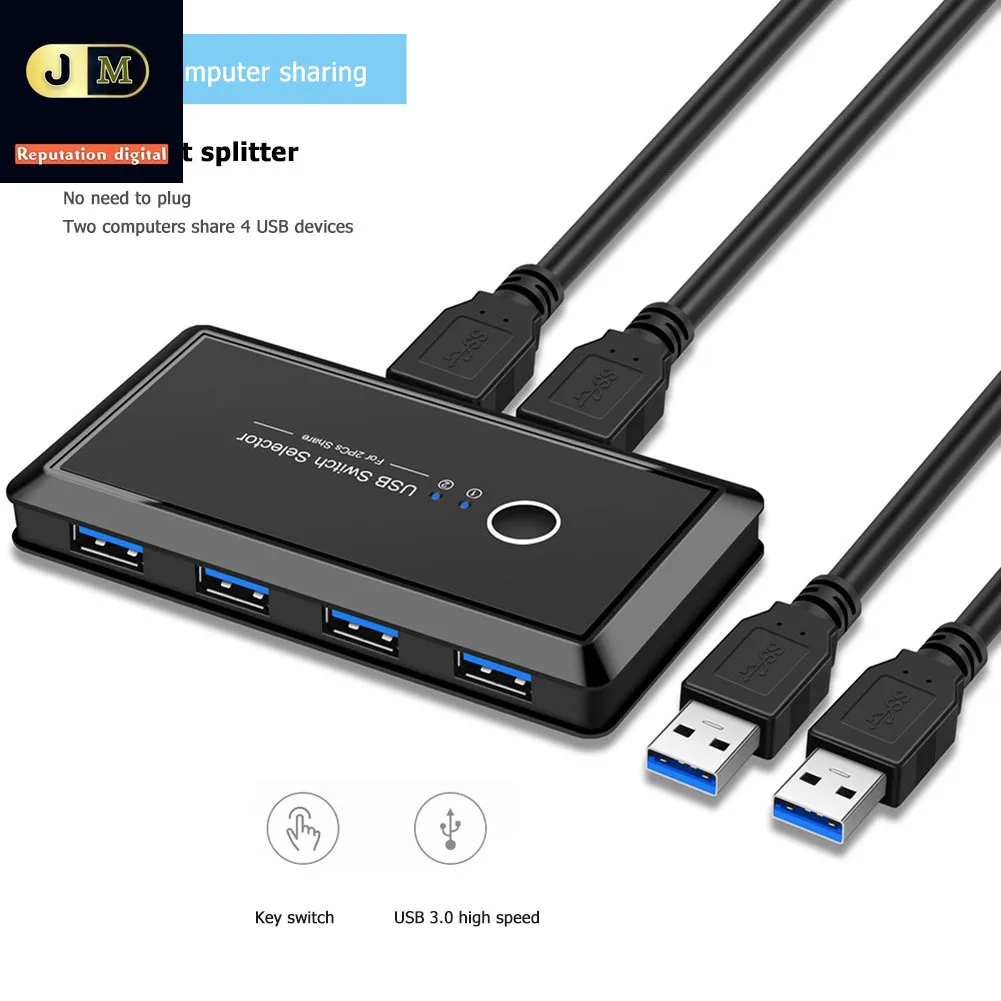 

USB KVM Switch USB 3.0 2.0 Switcher 2 Port PCs Sharing 4 Devices for Keyboard Mouse Printer Monitor USB 2.0 3.0 Switch Selector