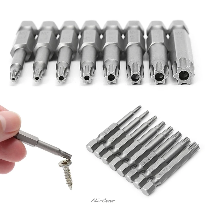 

8 Pcs/Set 1/4 Inch 50mm T8-T40 Magnetic Torx Electric Screwdriver Bits Kit