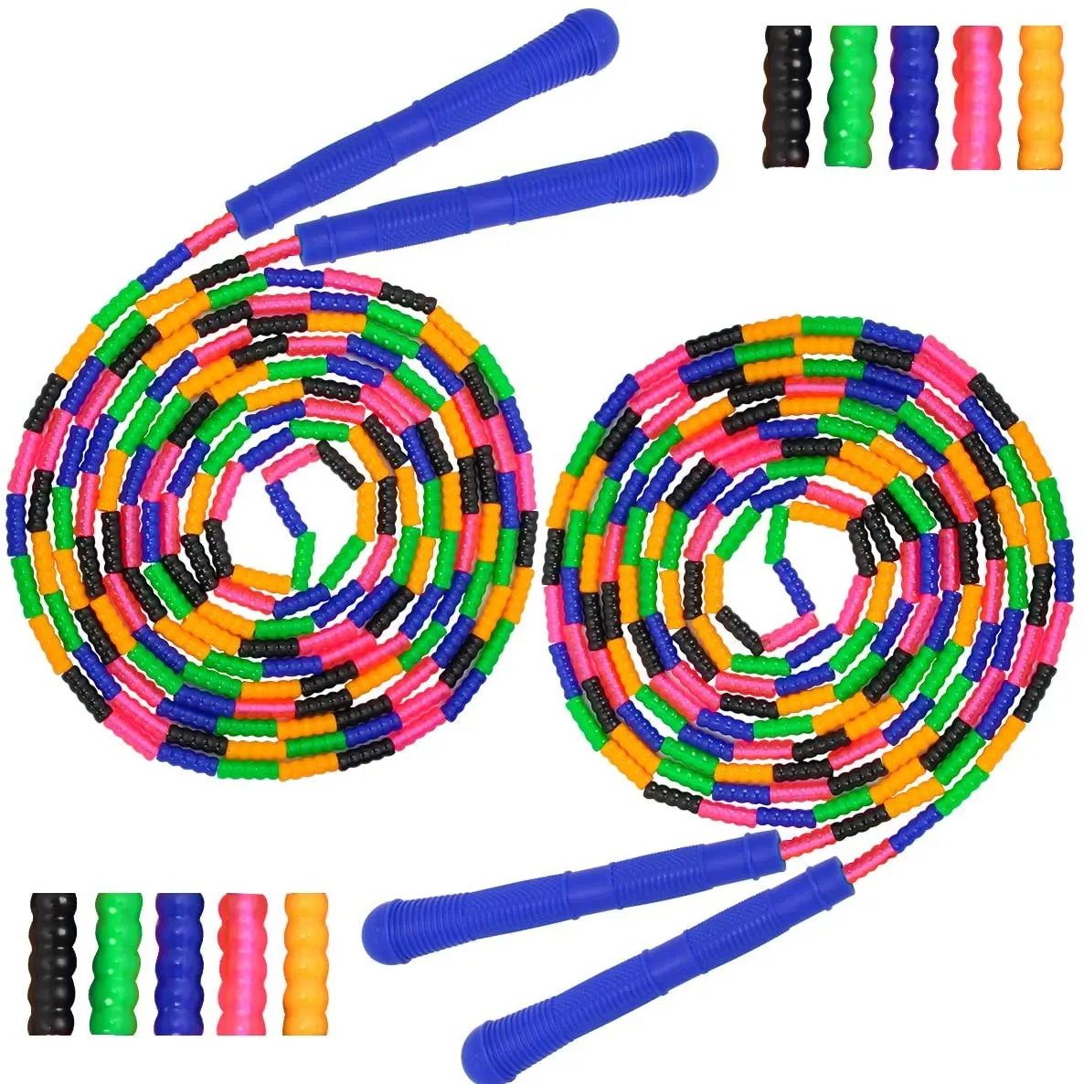 

Hot Sale 2 Pcs Multicolor Rope Skipping Set Adjustable Bamboo Joint Jumping Rope