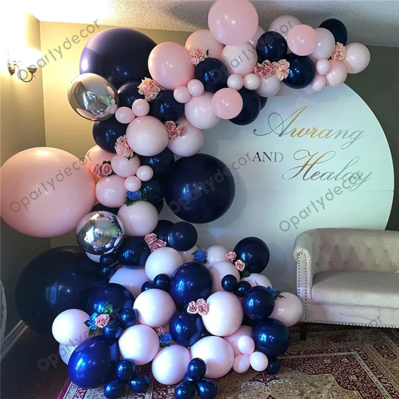 Украшение для дня рождения черная Гирлянда воздушных шаров арка хромированные