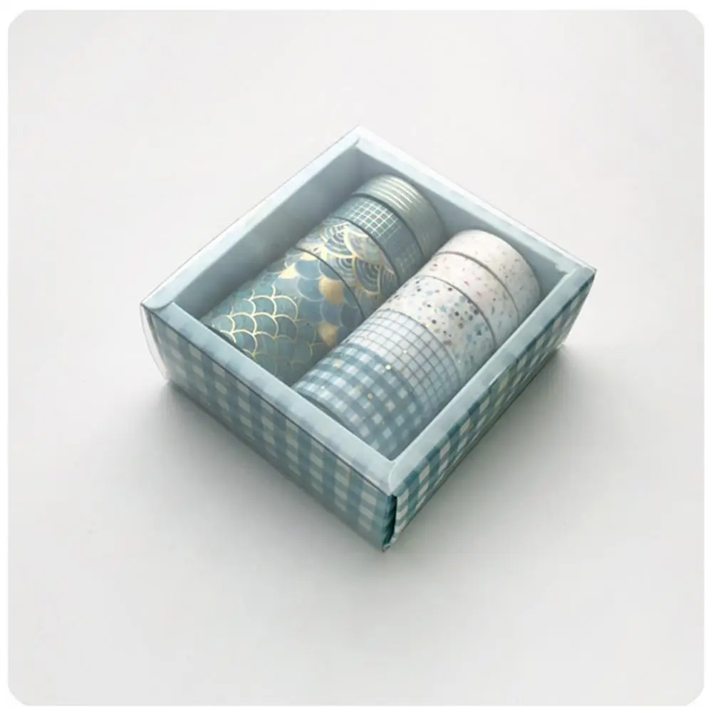 

10 Rolls Stamping Tape Adhesive DIY Decorative Washi Golden Color Pattern Scrapbooking Masking Tape