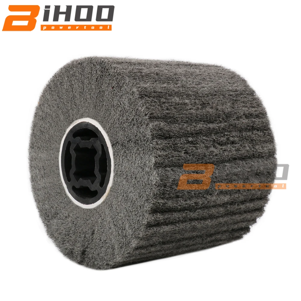 Шлифовальный барабан из нетканого нейлона с сатиновой отделкой для полировки и снятия фаски с нержавеющей стали 40-600Grit размером 120x100x20 мм.