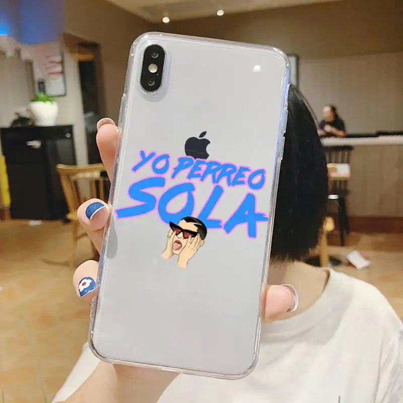 

Yo Perreo Sola Bad Bunny Maluma Phone Case Transparent for iPhone 6 7 8 11 12 s mini pro X XS XR MAX Plus