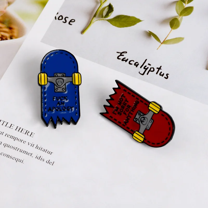 

Double-dealer Enamel Pin Blue Red Skateboard Brooches Backpack Clothes Lapel Pin Dark Badge Punk Jewelry Gift for Friends