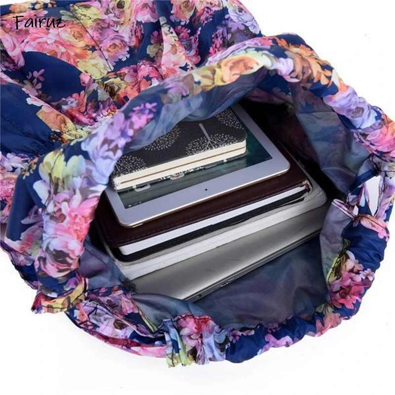 

Flowers Backpack 2021 Elastic Band Opening Bags Nylon Backpack Kawaii School Backpack High Capacity Waterproof Travel Bag Female