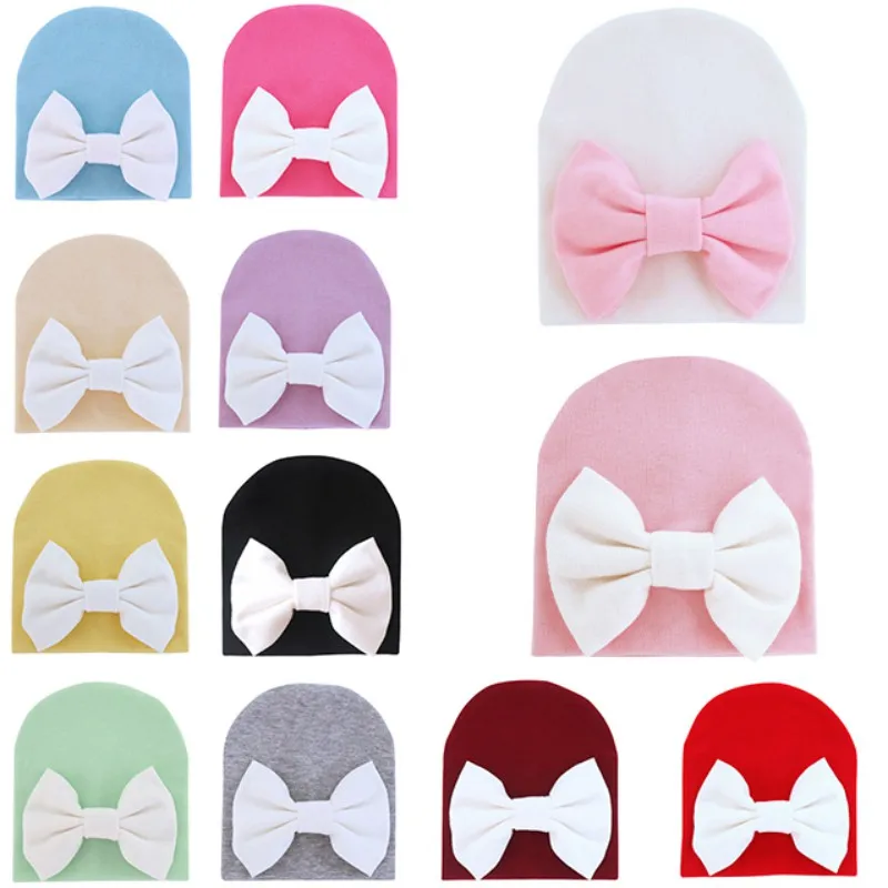 Новорожденный ребенок Шапки для девочек Милая вязаная шапочка больницы детские