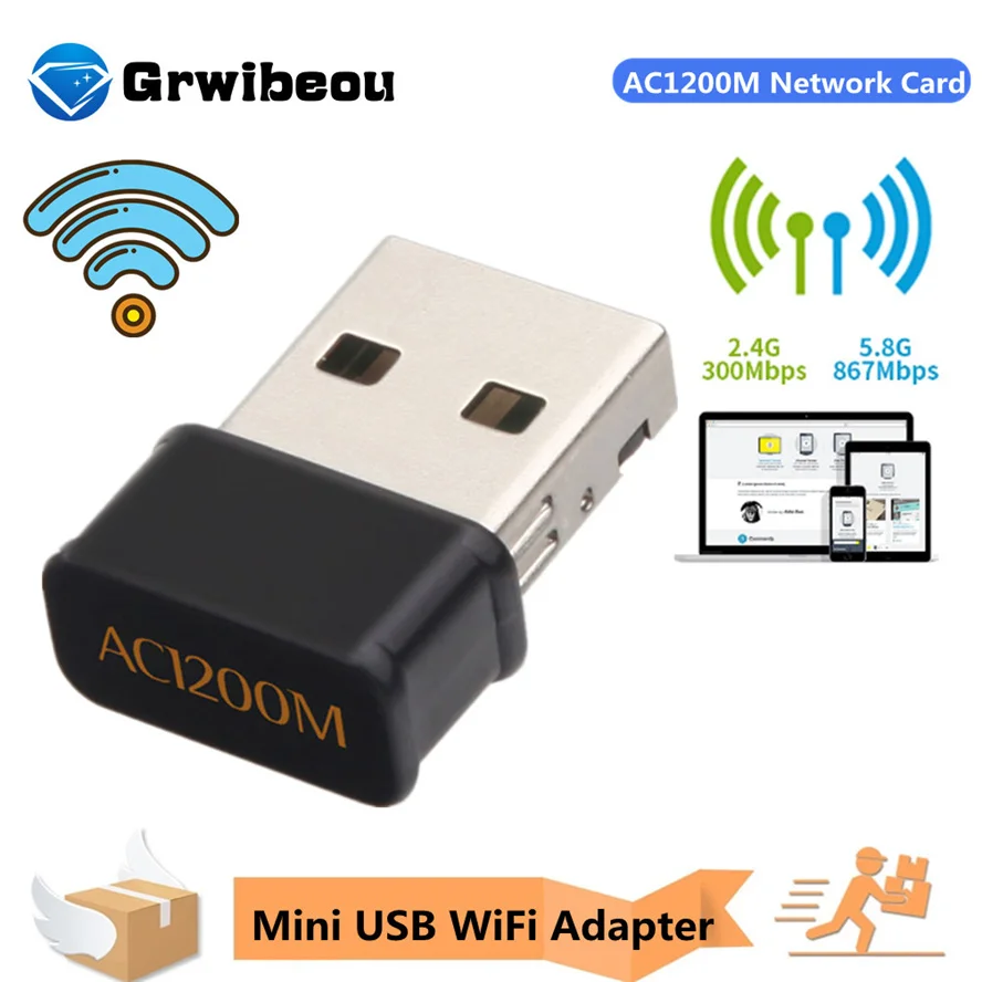 Мини USB WiFi адаптер 802.11AC Dongle сетевая карта 1200 Мбит/с 2 4G и 5G двухдиапазонный