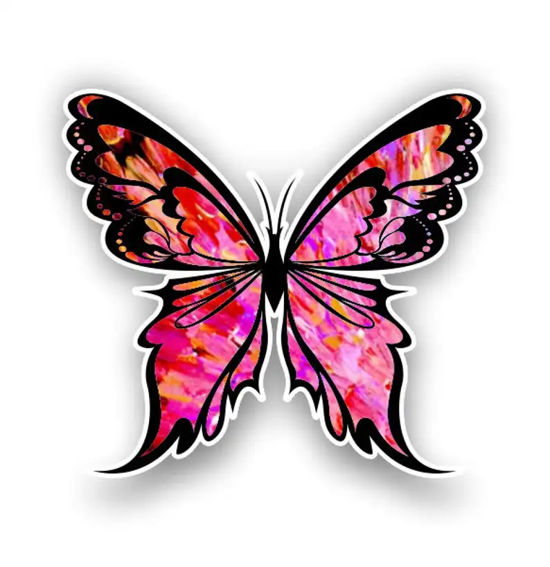 

Red-pink Butterfly sticker / decal**Free Shipping**