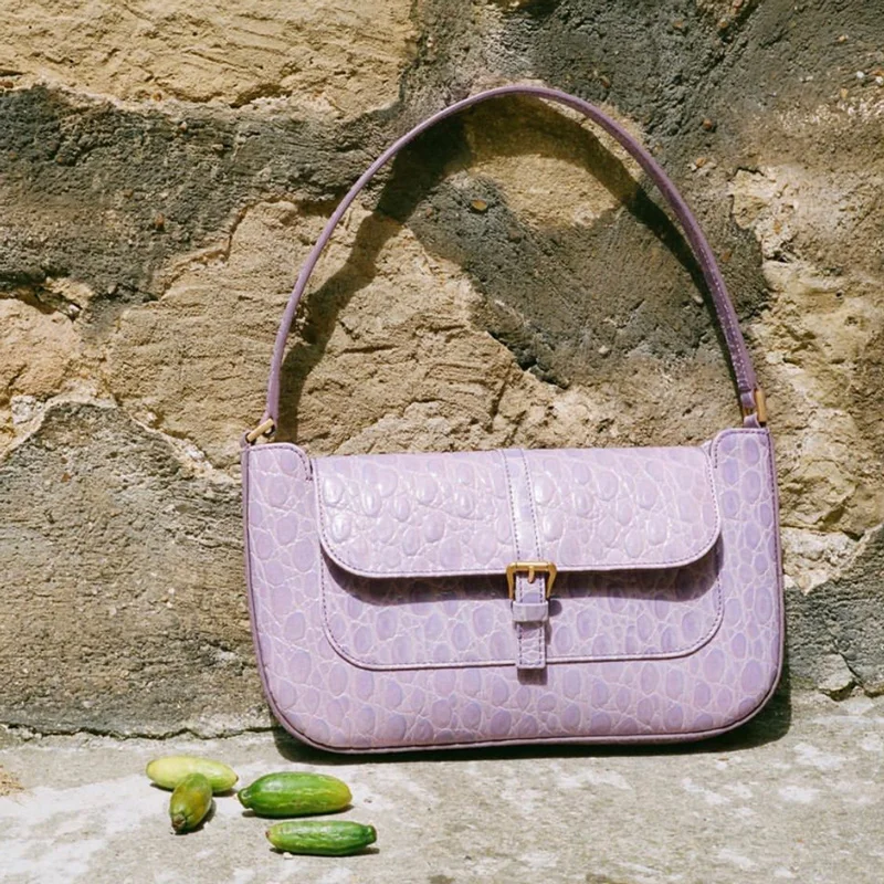 

Luxury Brand Handbags Retro Crocodile Pattern Underarm Shoulder Bag Baguette Shape Bag 2020 Fashion Tote Bags For Women Leather
