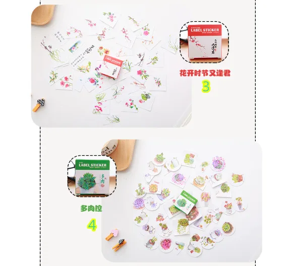 40 шт. набор основных креативных наклеек с рисунками японский стиль кот цветок