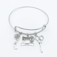 sewing machine tape measure scissors bracelet personalized mini pendant costume designer commemorative bracelet gift