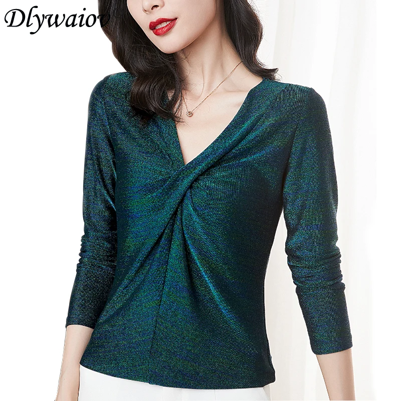 

Яркий шелковый перекрестом, с v-образным вырезом, блузка для женщин 2021 женские рубашки на подкладке; Женские; Сезон осень топы Модные блузки ...