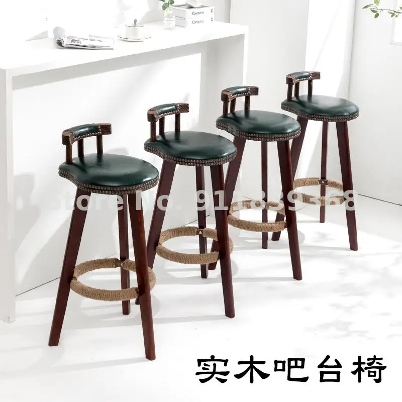 Барный стул из массива дерева задний барный современный простой стойка