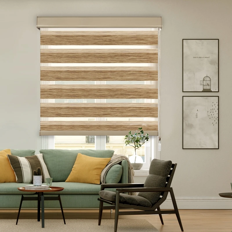 50% Blackout Zebra Blinds Dual Layer Light Filtering Windows Shading Roller Blinds Day and Night Control for Kitchen Bedroom