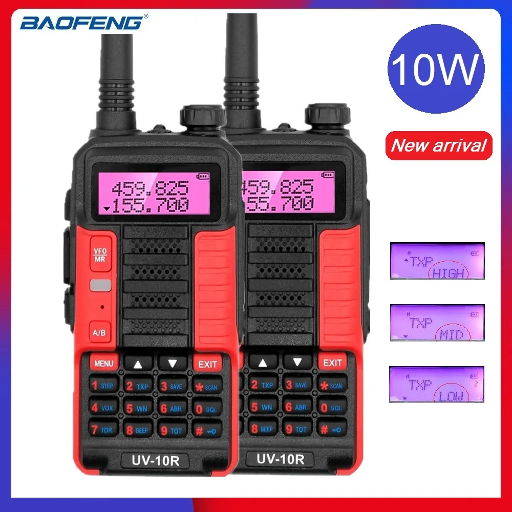 Портативная рация Baofeng UV 10R 10W улучшенная фотомагнитола любительская
