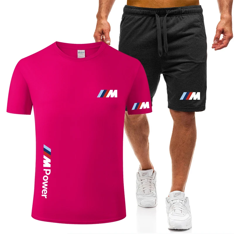 

Summer Men's Short Sets Sleeve Customized BMW Printed T-shirt Comfortable Casual Top Fashion T-shirt + Pants