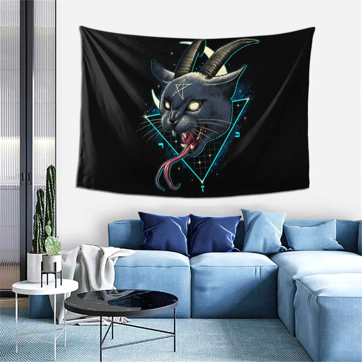 

Satanic Cat Pentagram Death Black Wall Tapestry Hippie Tapestry Wall Hanging for Living Room Bedroom Dorm Room Home Decor