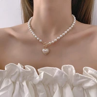 japan and south korea light luxury pearl love necklace womens summer 2021 fashion niche design clavicle chain versatilenecklace