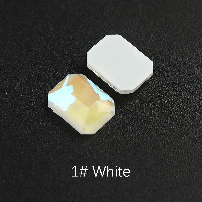 9.White Rectangle 30 шт/партия ромб 6x10 мм плоская задняя смола без горячей фиксации 10 мокко цвета ромб стразы с плоской обратной поверхностью 3D драгоценные камни для дизайна ногтей - Цвет: 9.White Rectangle