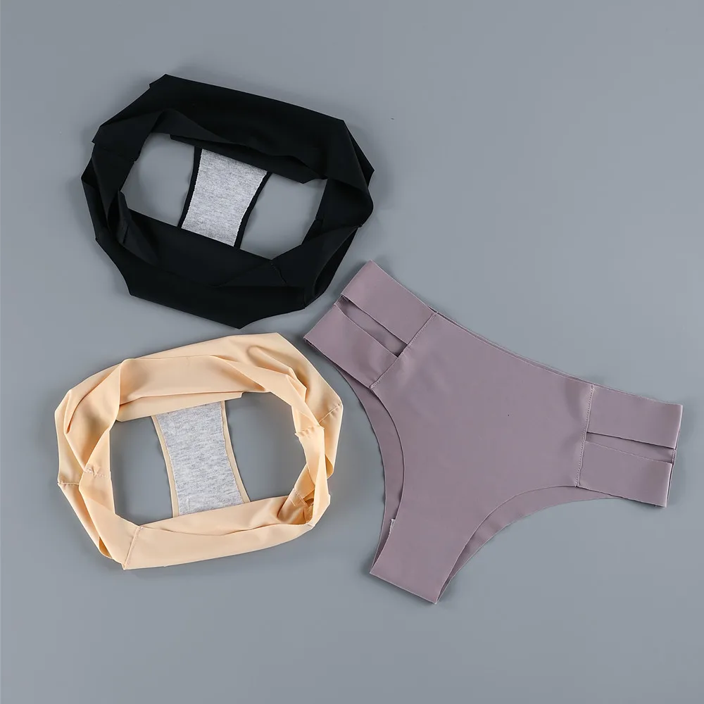 

3Pcs Panties For Women Seamless Panty Solid Invisible Underwear Sexy Low Waist Briefs Women Underpants Lingerie Panties Summer