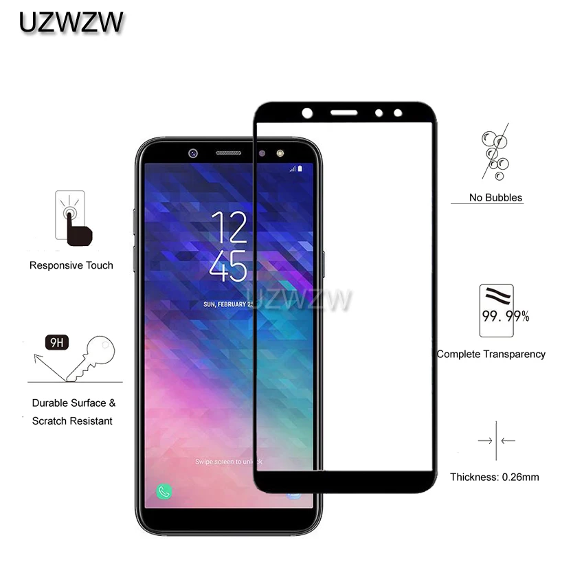 2 шт Для samsung Galaxy A6/A6 Plus Полное покрытие экрана защитное закаленное стекло для samsung Galaxy A6 Plus/A6 стекло