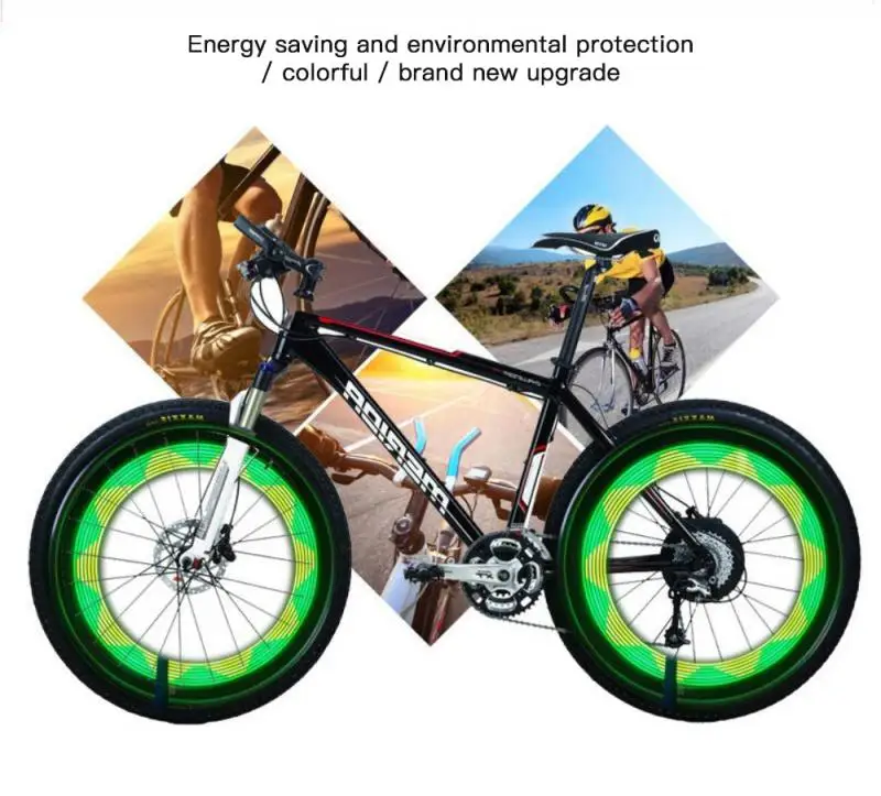 

Double Sided 32 LED Colorful Knight Mountain Bike Wheel Light Spoke Lights Warning Light Tire Signal Reflective Light