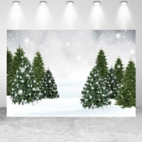 neoback merry christmas forest snowflake santa claus snowfield christmas tree party banner photo backdrop photography background