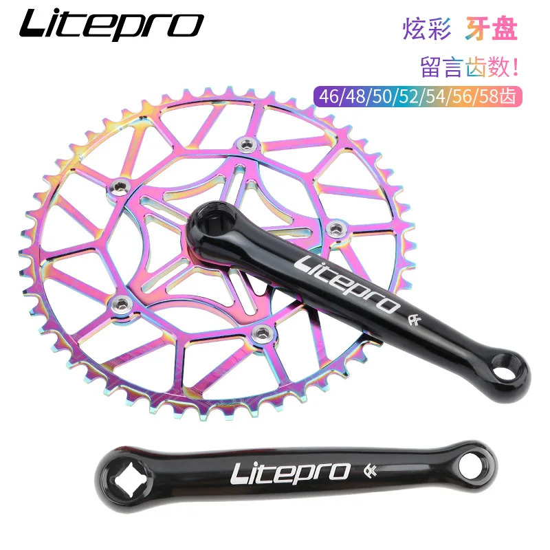

Litepro Crank LP Folding Bicycle Retro Square Hole Crank Bcd130mm Positive and Negative Tooth Plate Single Plate Small Cloth