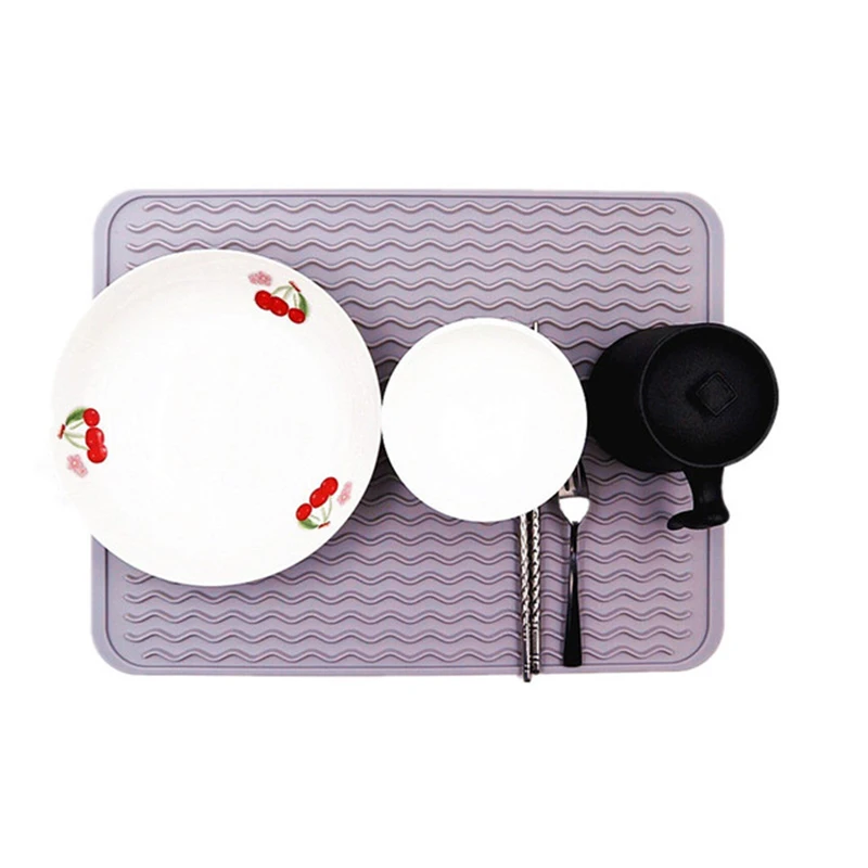 

40/50CM Dish Drain Tray Bar Silicone Kitchen Sink Drainer Cushion Pad Absorbent Hotel Bar Placemat Sundries Storage Tray