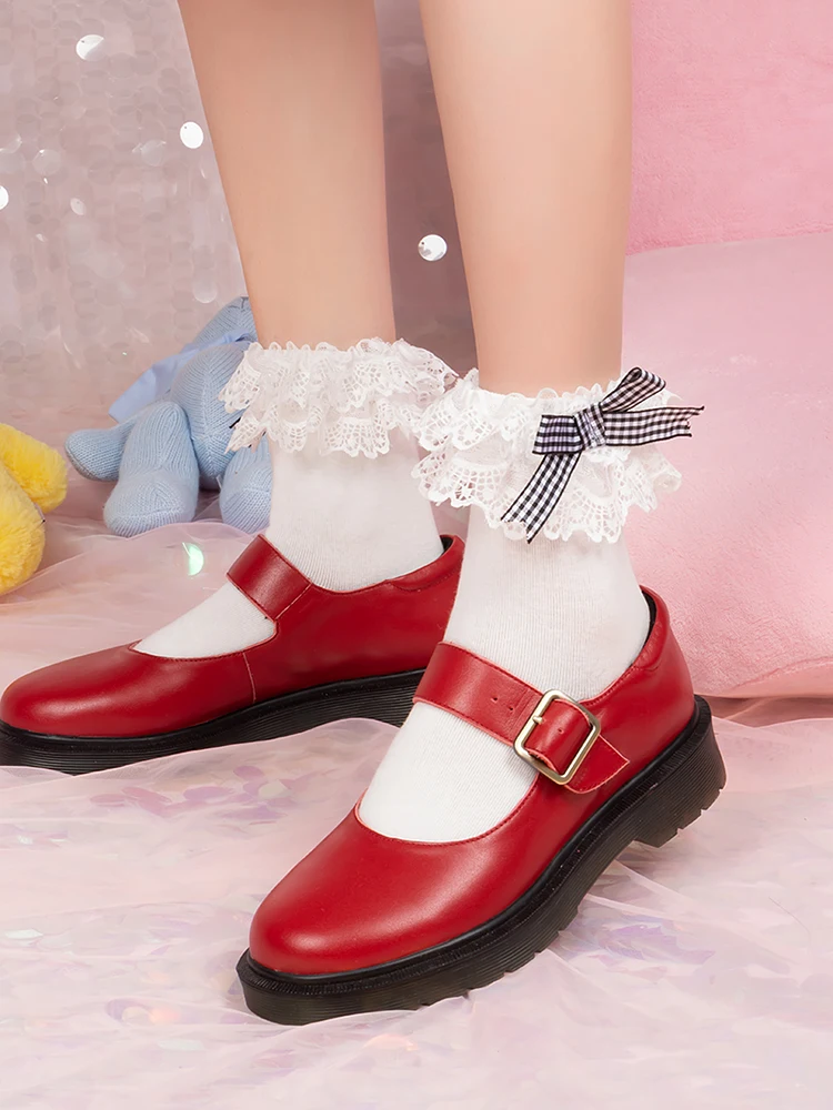 

Носки принцессы Милые Лолиты красивые мягкие красивые двухслойные кружевные носки с бантом носки из чесаного хлопка для девочек WGR183