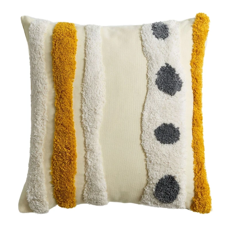 

Племенная Этническая стеганная подушка в стиле бохо, чехол ручной работы с вышивкой и геометрическими полосками, декоративный чехол для по...