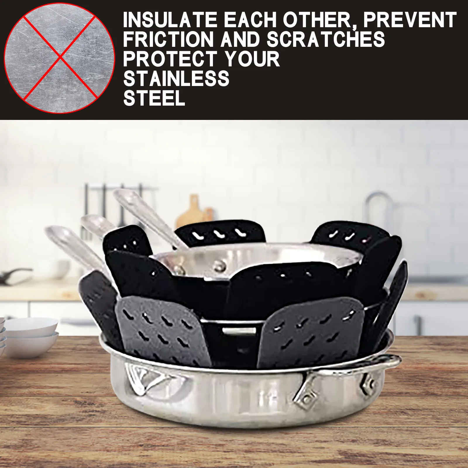 

3PC Pot & Pan Protectors Cookware Protector Set Divider Pads To Prevent Scratching, Separate And Marring KItchen Accessories L*5