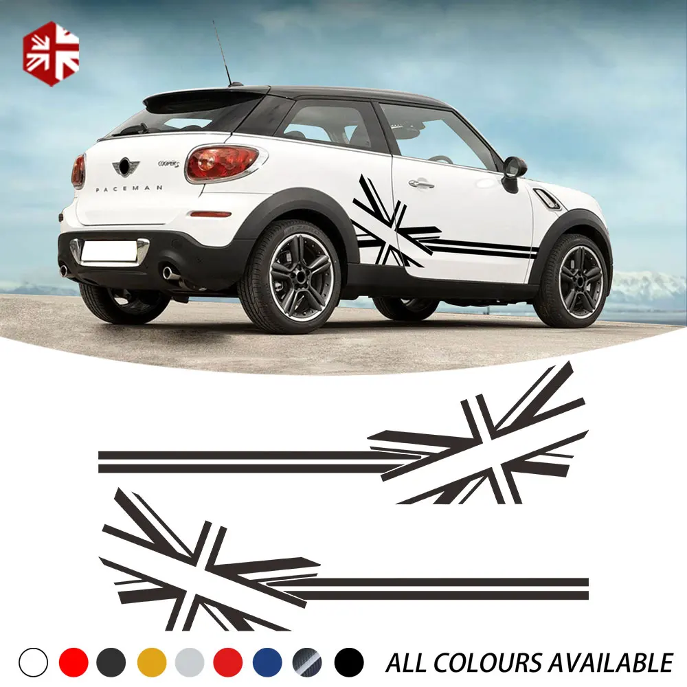 

2 Pcs Union Jack Flag Styling Car Door Side Stripes Body Decal Sticker For MINI Cooper Paceman R61 One JCW Accessries