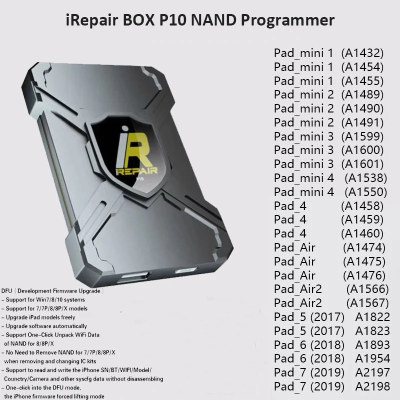 

iRepair P10 DFU BOX for iPhone 6 7 8 X Serial Number Read Write One-Click Unpack WiFi and All Other Syscfg Data No Disassembling