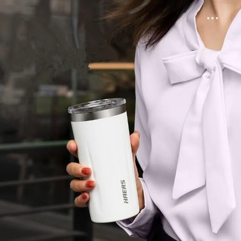 

420ml Portable Coffee Thermal Mug 304 Stainless steel Car Office vVcuum Flask Thermos Travel Thermal Cup With Transparent Lid