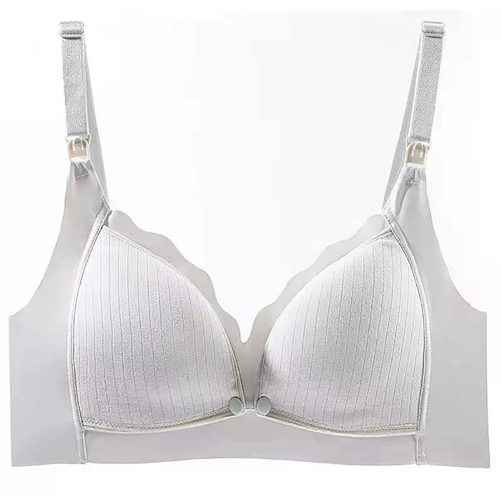 

Bras Breast Feeding Large Size Pregnant Women's Underwear Summer Thin Front Double Open Button Close Feeding Without Steel Ring