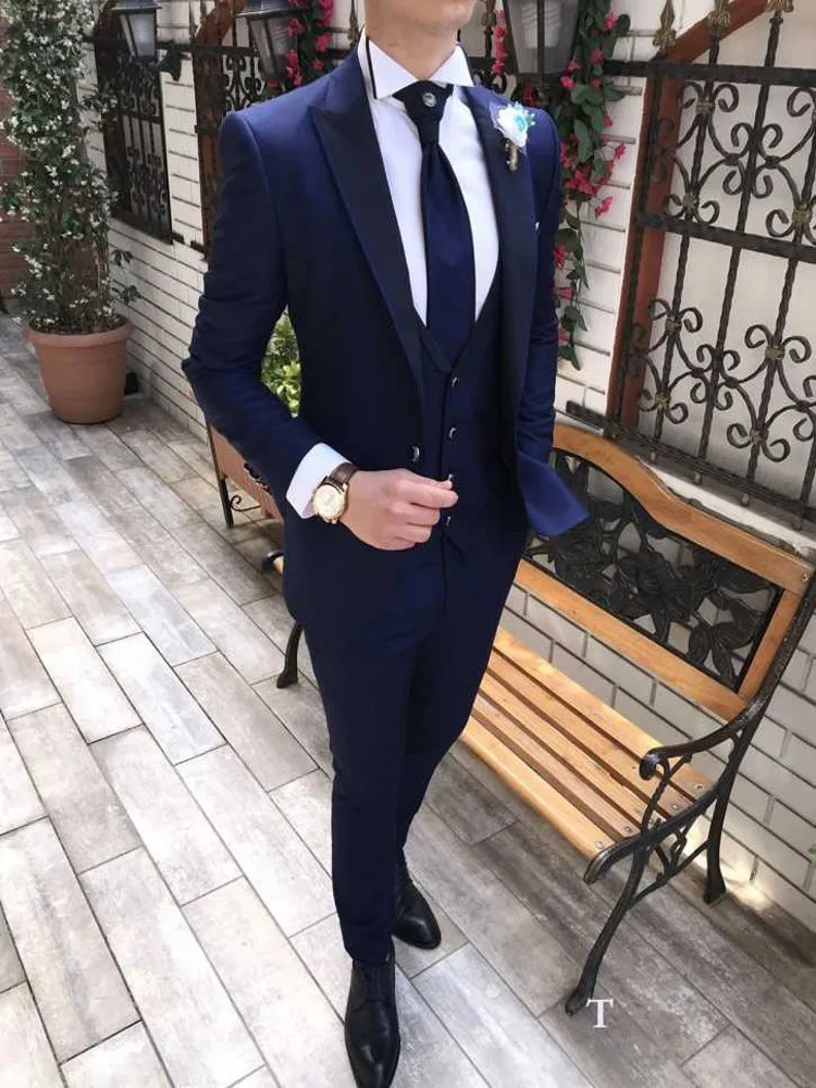 Новый бренд женихов мужской темно синий светильник смокинги для жениха мужские
