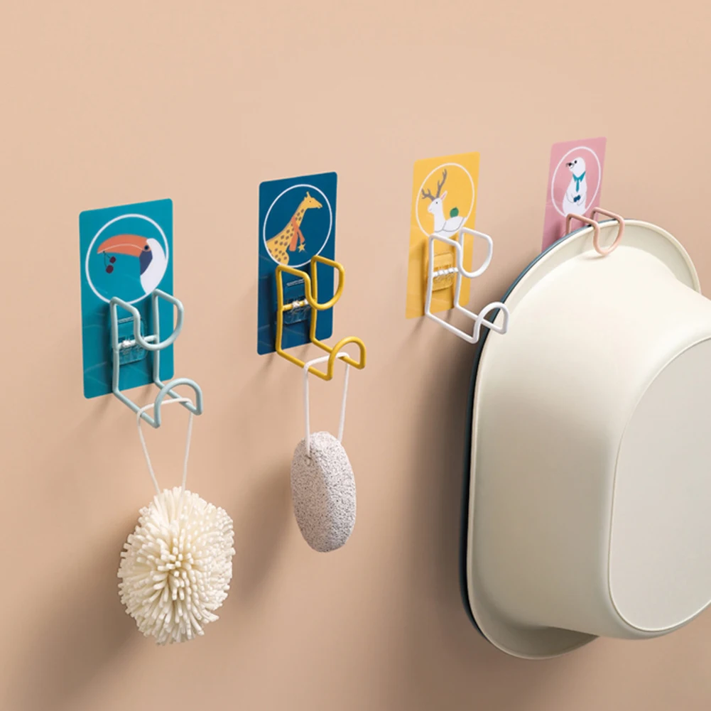 

Cartoon Washbasin Strong Hook Multifunctional Storage Sticky Hook Suction Cup Towel Storage Rack For Kitchen Bathroom Punch-free